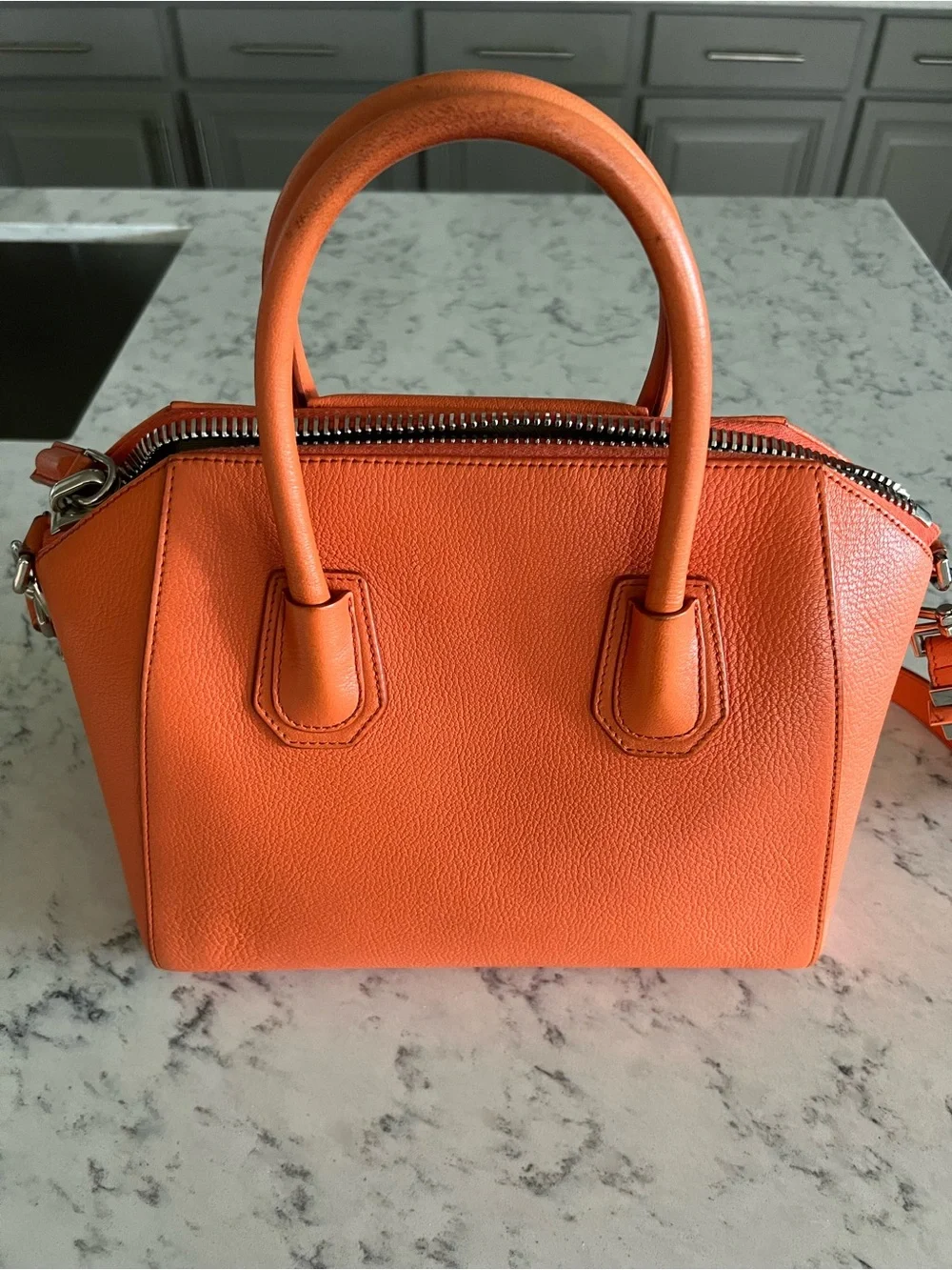 Givenchy Antigona Bag Orange Leather with Silver Hardware